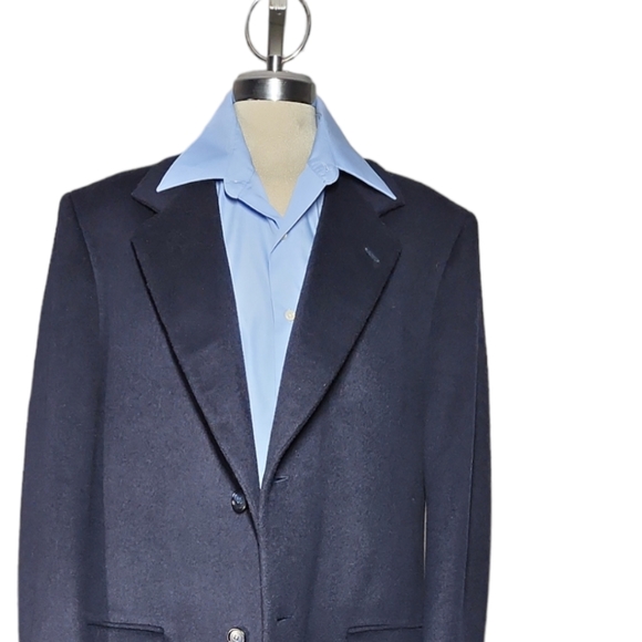 Moores Lanificio Vallombroso 42 tall WOOL AND CASHMERE blue men's long coat - Picture 13 of 15